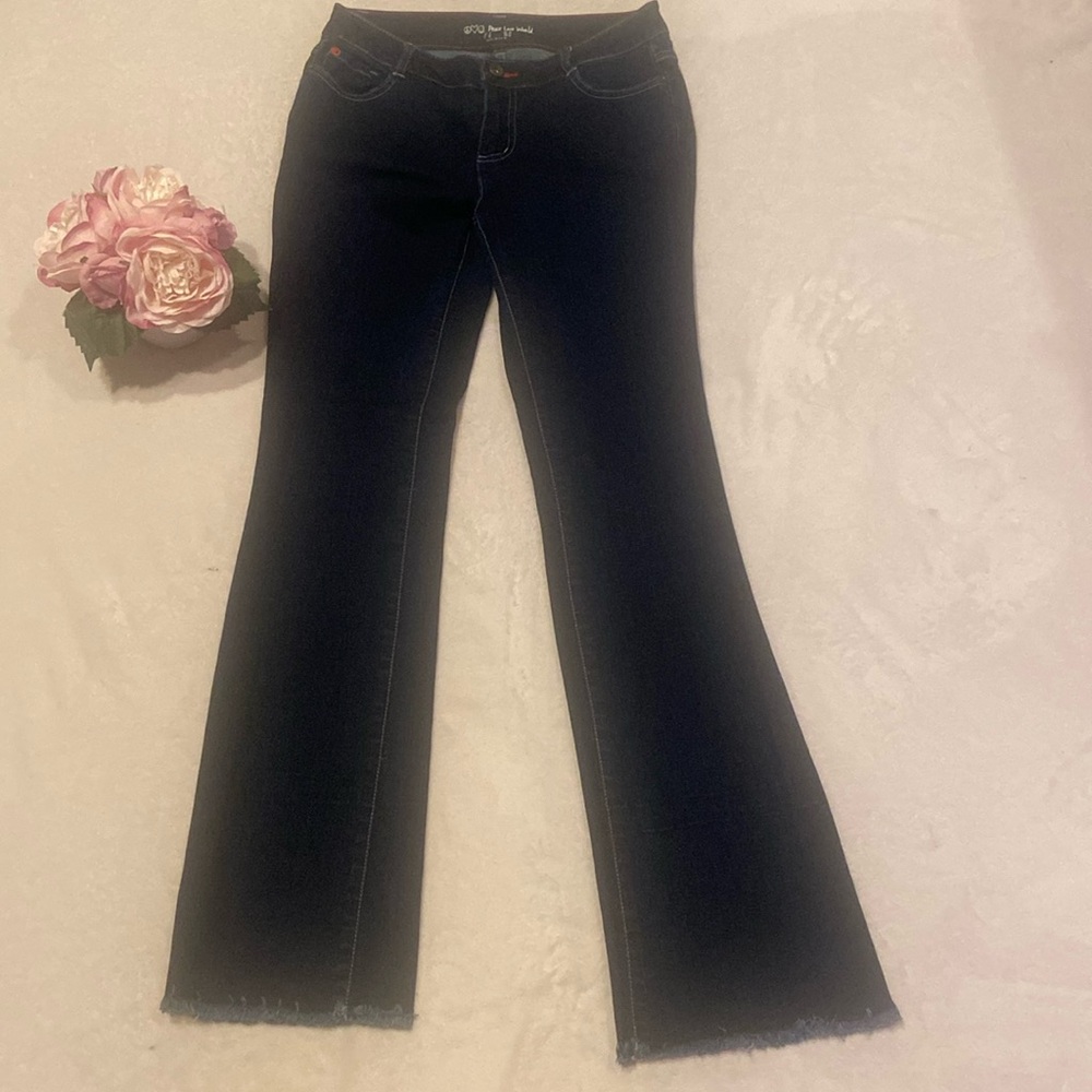 PEACE LOVE WORLD US 0 Dark Wash Raw Hem Blue Jeans